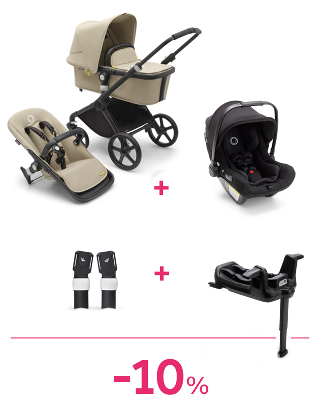 Bugaboo fox cub black/desert beige + seggiolino turtle air + adattatori + base isofix ad un prezzo speciale - Bugaboo