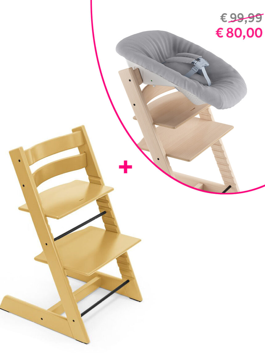 Tripp trapp sunflower yellow stokke + newborn set a un prezzo speciale - Stokke