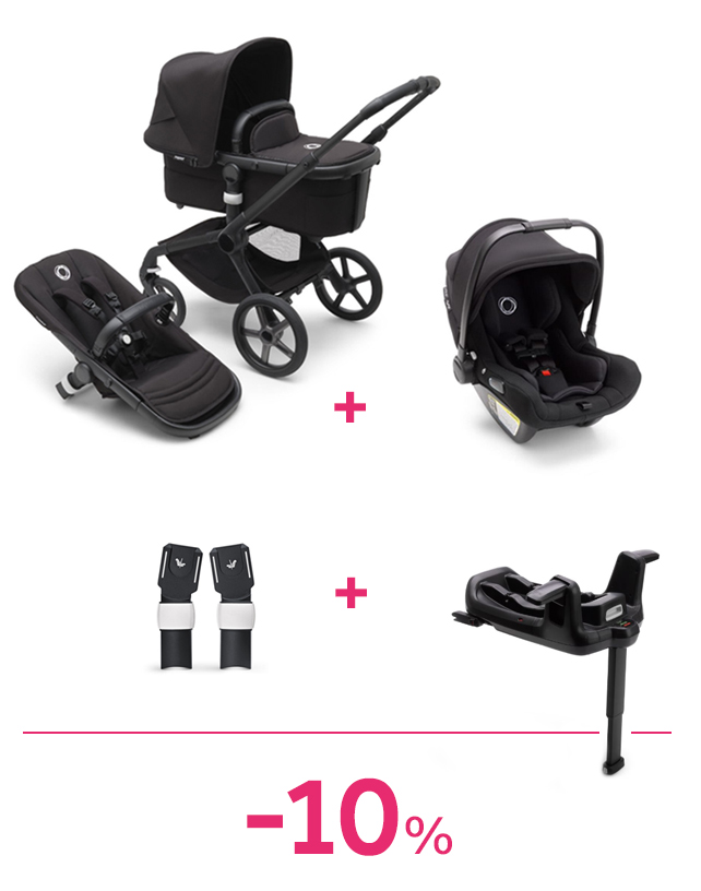 Bugaboo fox 5 complete black/midnight black + seggiolino turtle air + adattatori + base isofix ad un prezzo speciale - Bugaboo