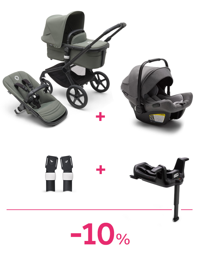 Bugaboo fox 5 complete black/forest green + seggiolino turtle air + adattatori + base isofix ad un prezzo speciale - Bugaboo