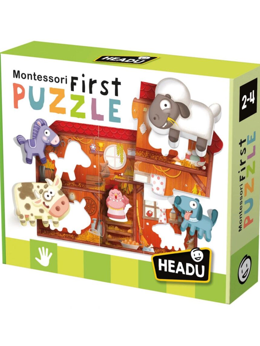 Montessori first puzzle the farm. un gioco per la coordinazione sensoriale 2/4 anni - headu - Headu