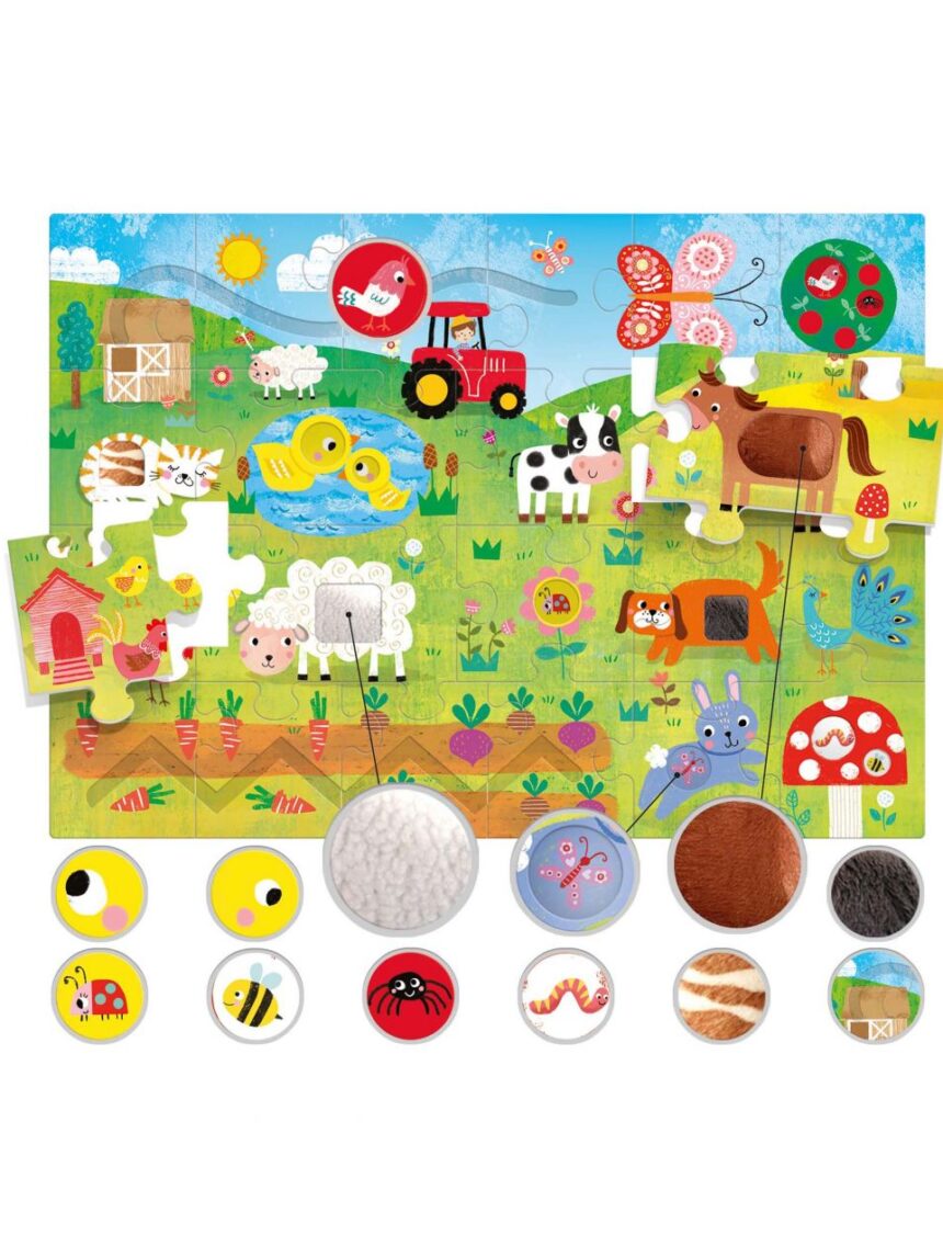 Tactile puzzle montessori. gioco multiattività per i più piccoli 1/4 anni - headu - Headu