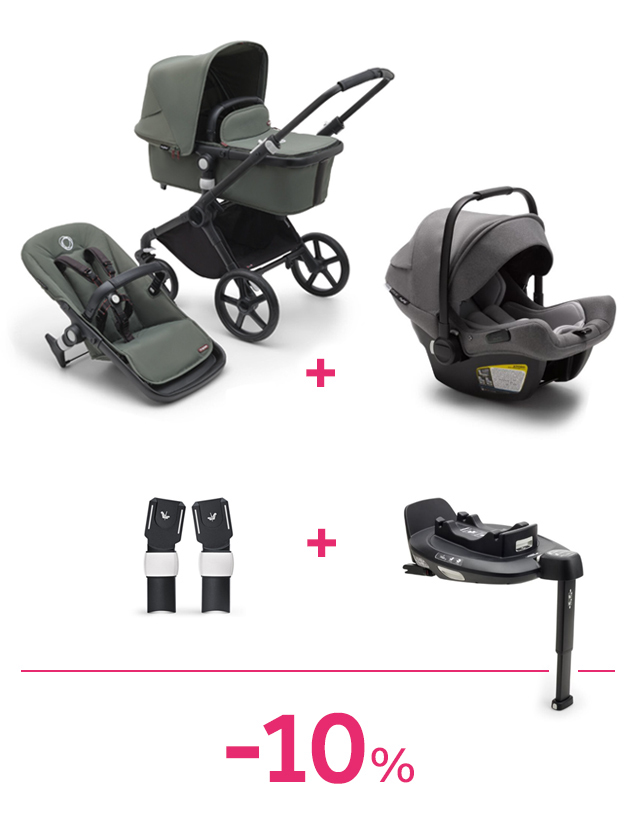 Bugaboo fox cub black/forest green + seggiolino turtle air grey + adattatori + 360 base ad un prezzo speciale - Bugaboo