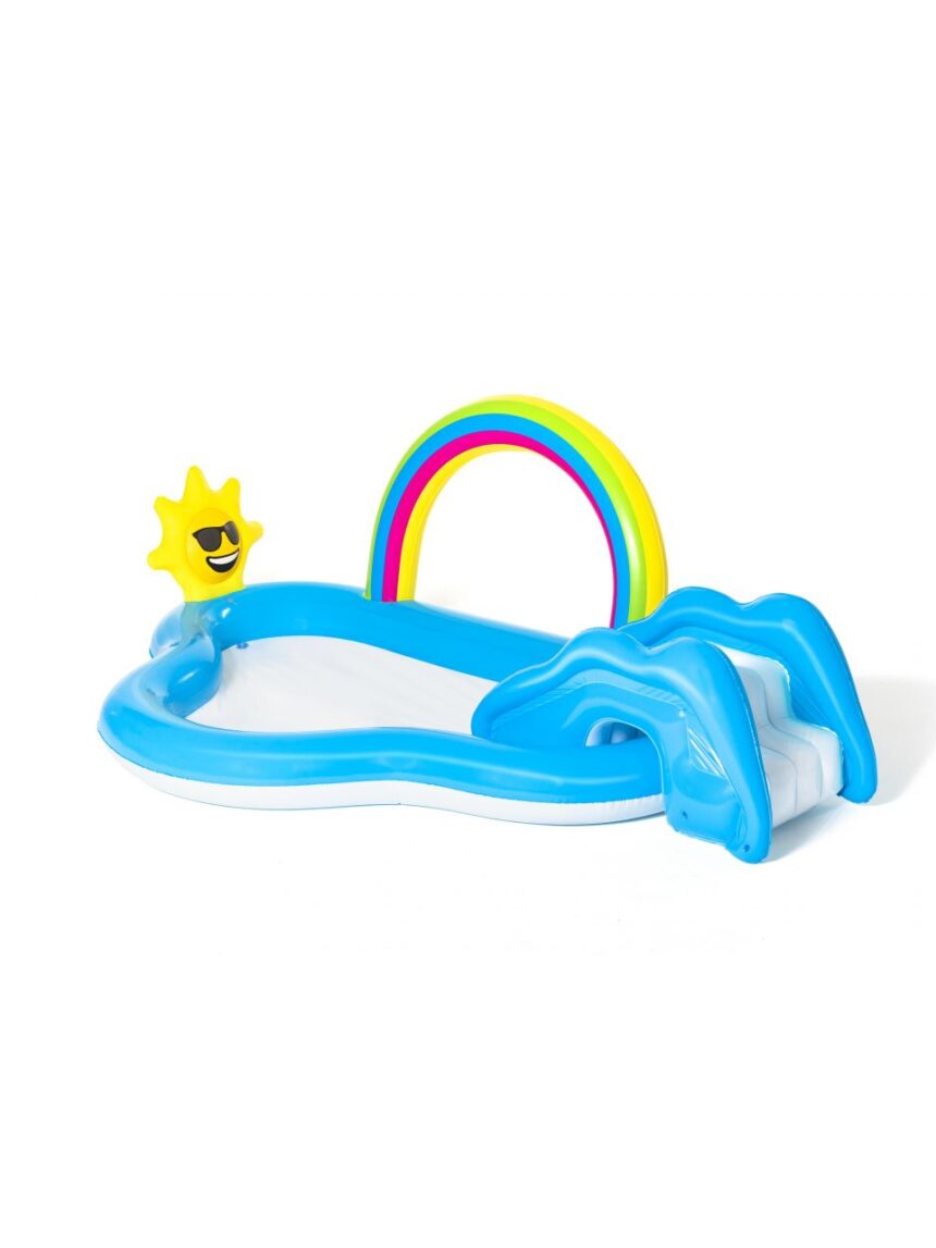 Play center arcobaleno 257x145x91 cm con scivolo e spruzzatore a forma di sole - bestway - Bestway