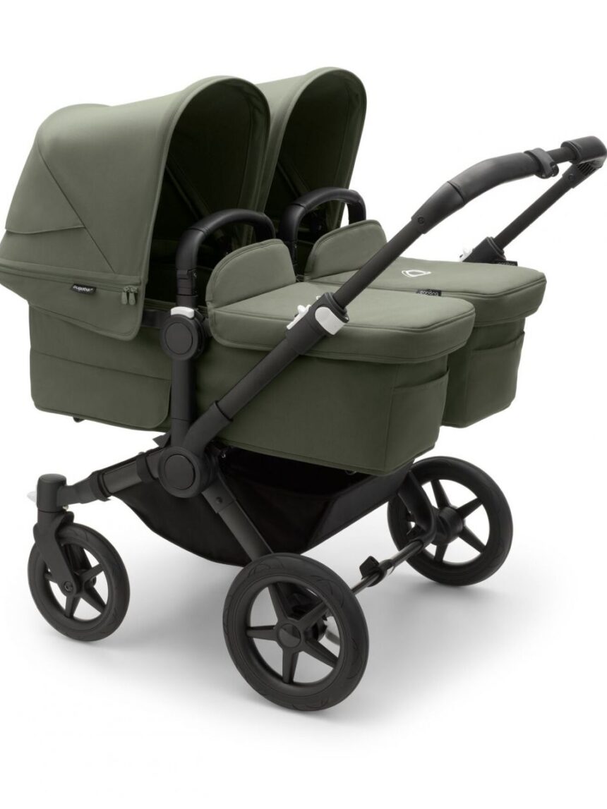 Bugaboo donkey 5 gemellare navicella e passeggino telaio nero, tessuti e cappottina forest green - Bugaboo