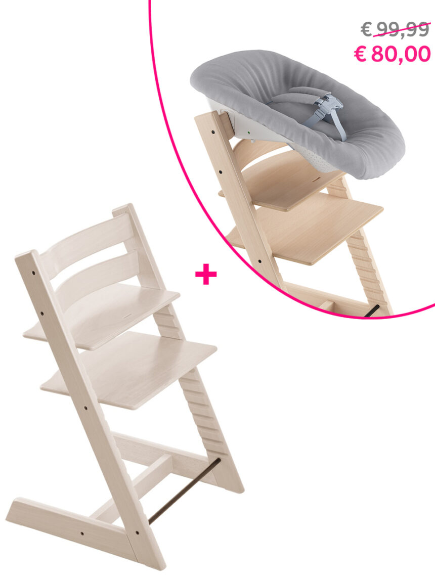 Tripp trapp sbiancato + newborn set a un prezzo speciale - Stokke