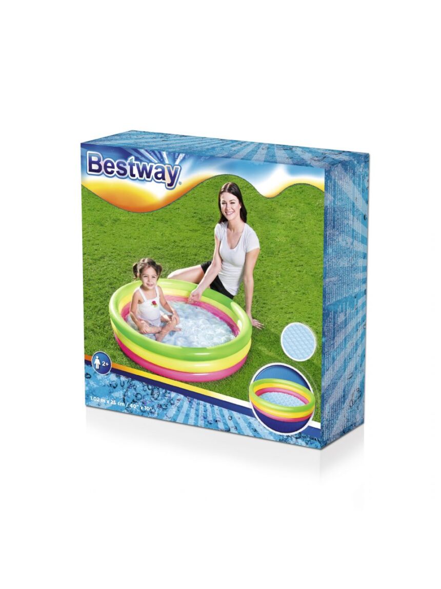 Piscina summer 3 anelli color con fondo gonfiabile 102x25 cm - bestway - Bestway