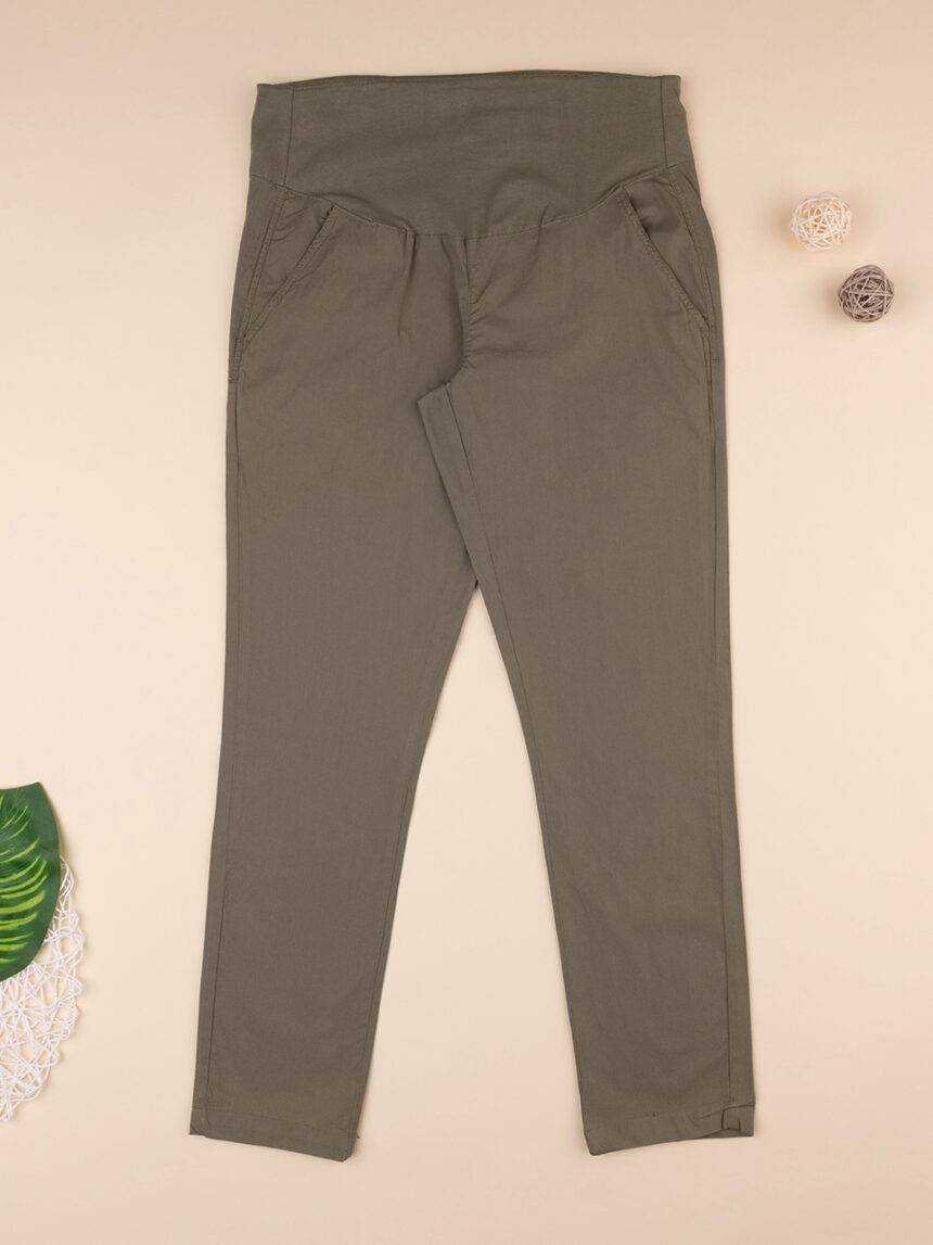 Pantaloni verdi premaman in popeline leggero - Prénatal