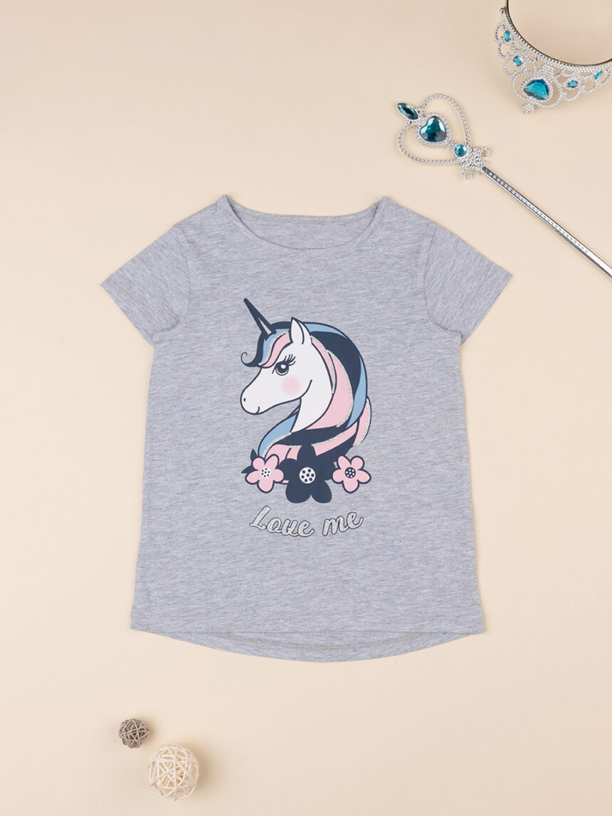 T-shirt grigia maniche corte bambina - Prénatal