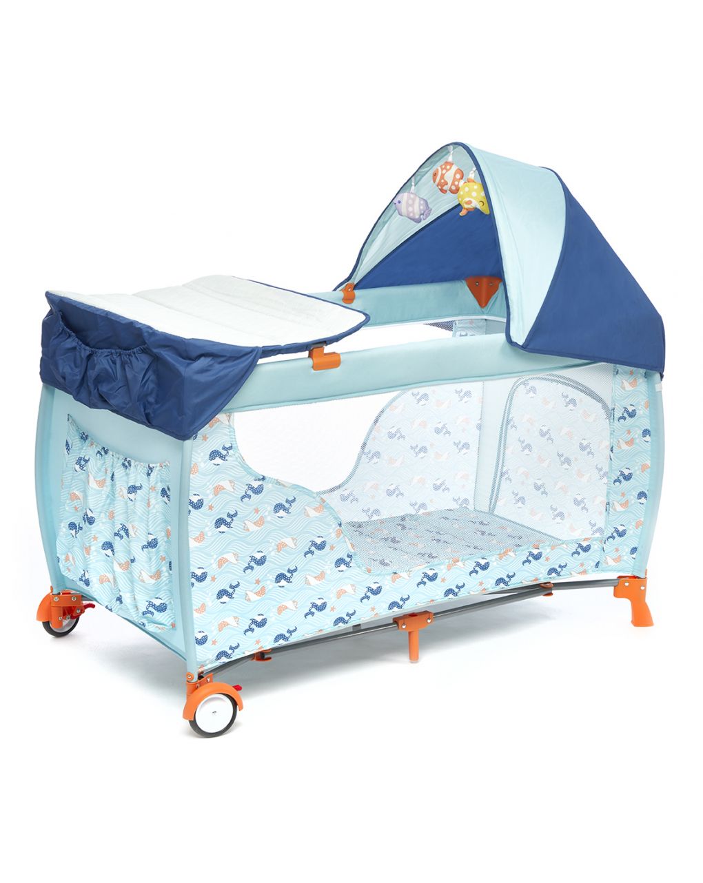 Lettino da viaggio deluxe ocean pesciolini blue - Giordani