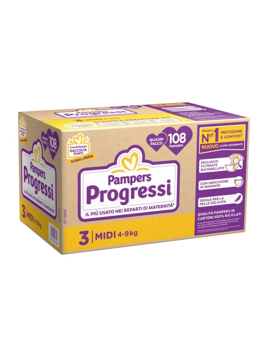 Progressi taglia 3 midi quadri pacco x108 - pampers - Pampers