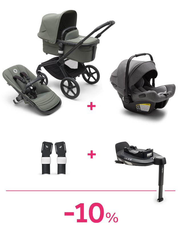 Bugaboo fox 5 complete black/forest green + seggiolino turtle air + adattatori + 360 base ad un prezzo speciale - Bugaboo