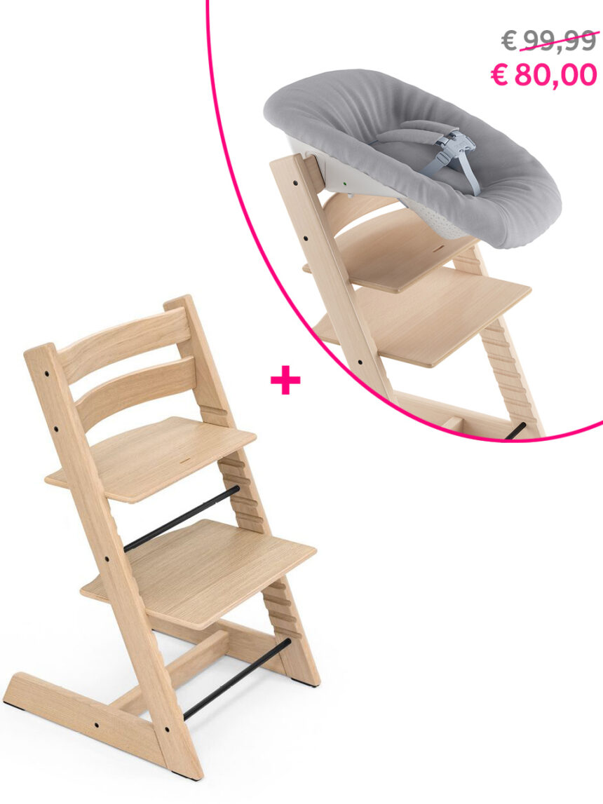 Tripp trapp rovere naturale stokke + newborn set a un prezzo speciale - Stokke