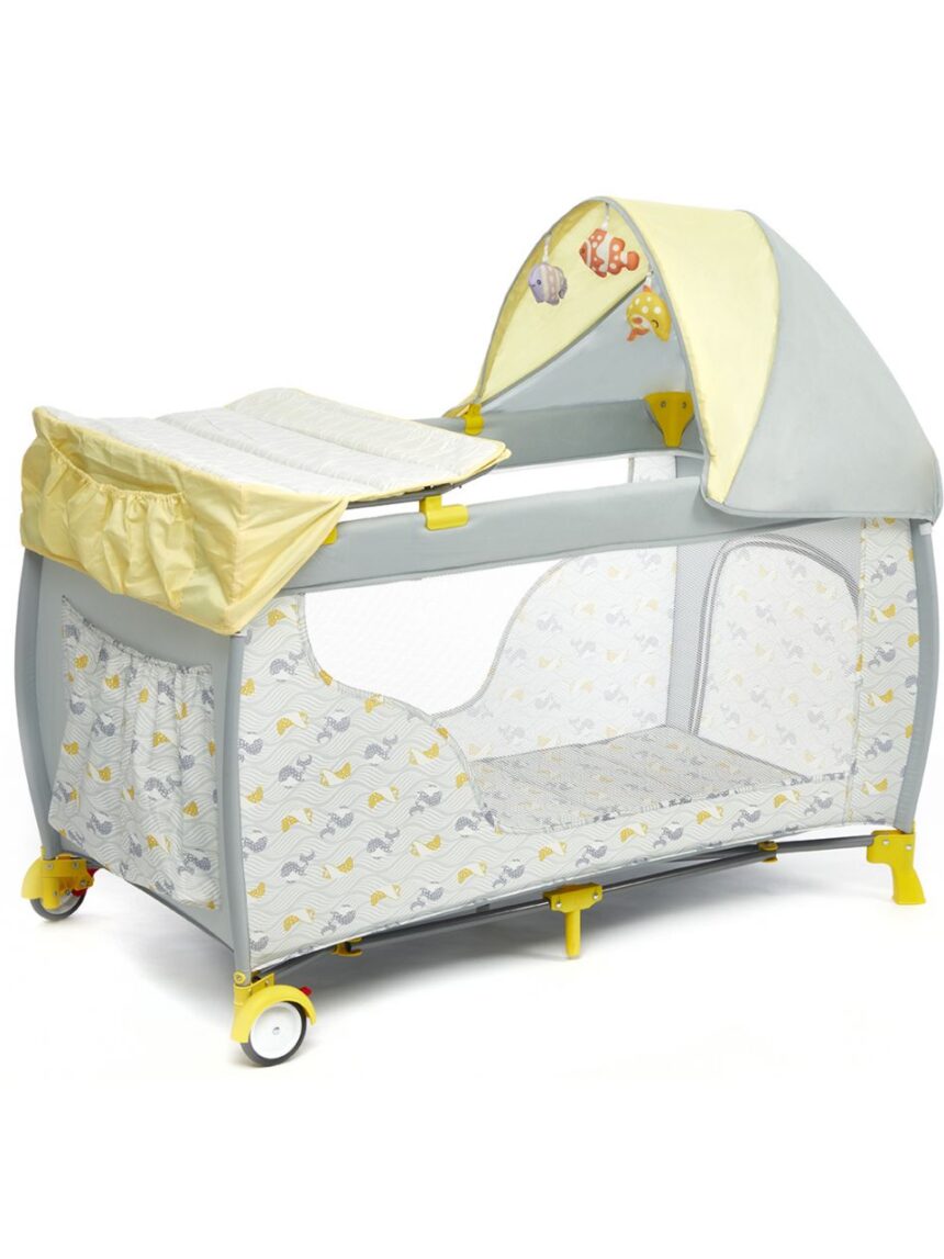 Lettino da viaggio deluxe oceano pesciolini grigio - Giordani