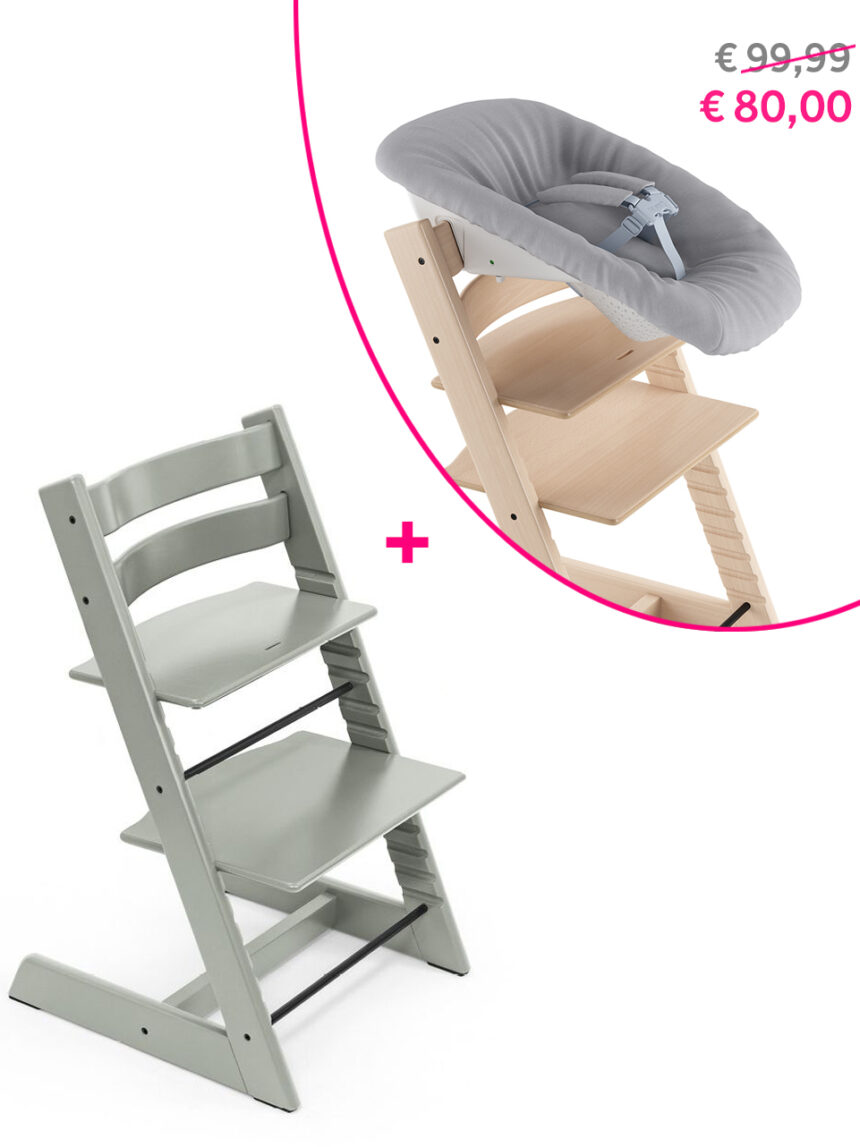 Tripp trapp glacier green stokke + newborn set a un prezzo speciale - Stokke